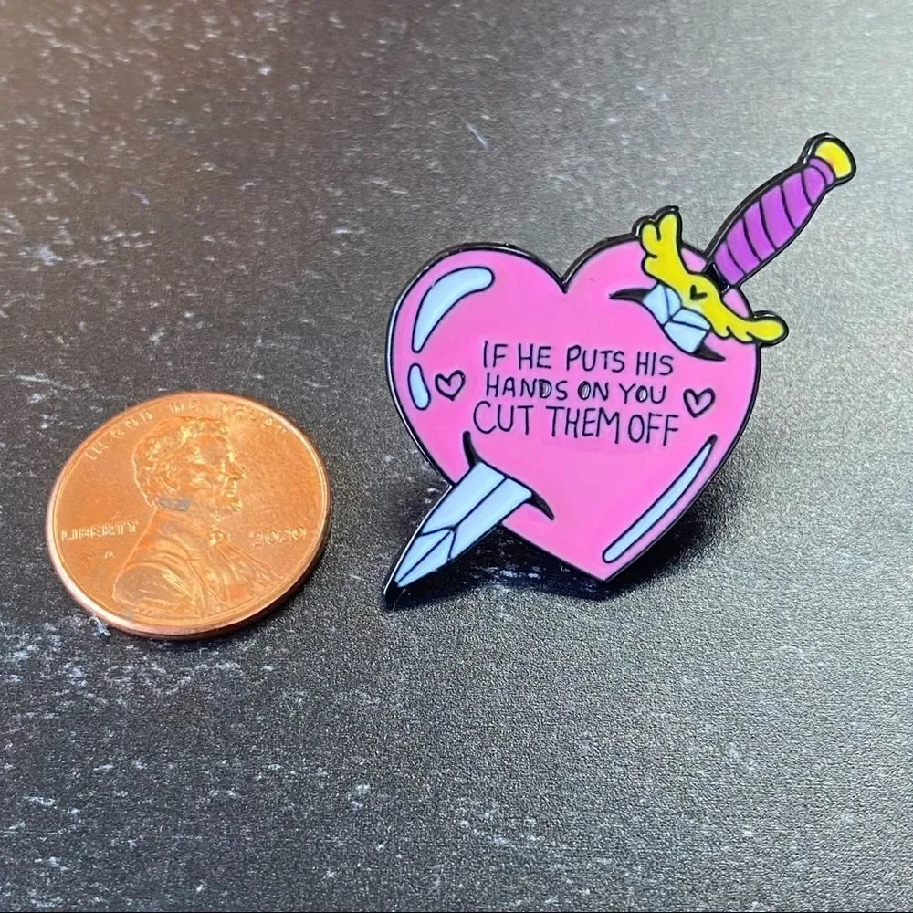 Cut His Hands Heart Enamel Pin/ Brooch